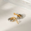 Geometric Stainless Steel Earrings With Electroplating Design