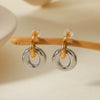 Geometric Stainless Steel Earrings With Electroplating Design
