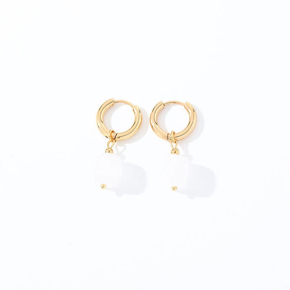 Geometric Stainless Steel Earrings With Natural Stone Simple Niche Design High End Style
