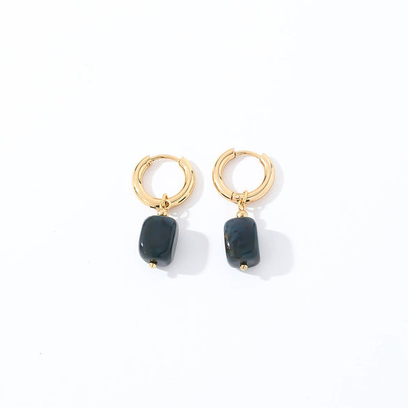 Geometric Stainless Steel Earrings With Natural Stone Simple Niche Design High End Style