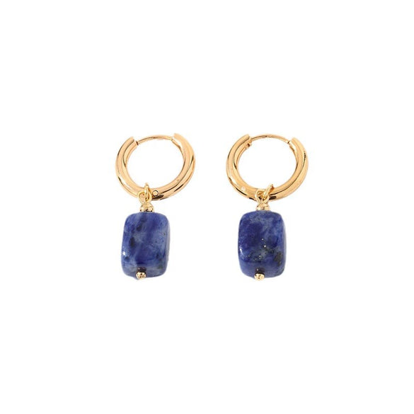 Geometric Stainless Steel Earrings With Natural Stone Simple Niche Design High End Style