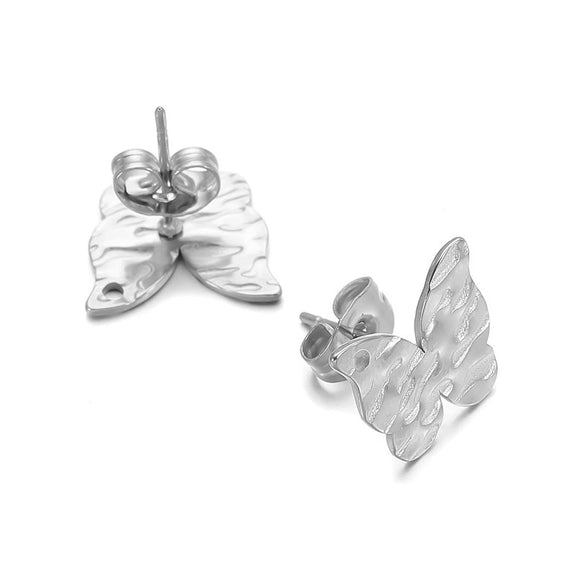 Geometric Stainless Steel Embossed Butterfly Flower Heartshaped Electroplated Earrings Accessories