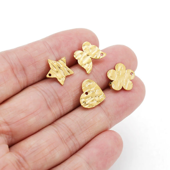 Geometric Stainless Steel Embossed Butterfly Flower Heartshaped Electroplated Earrings Accessories