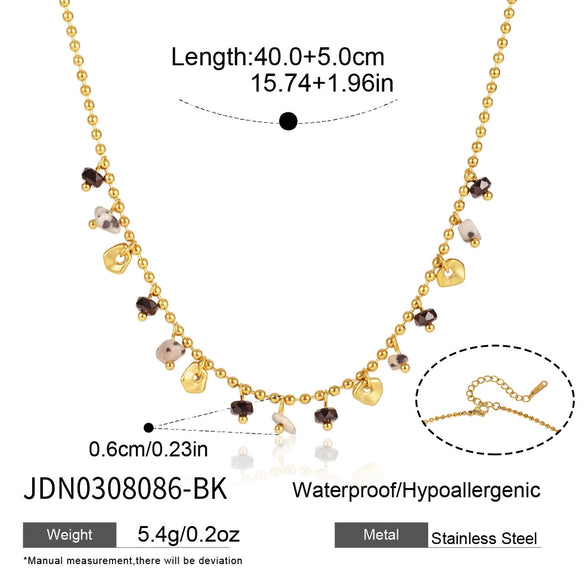 Geometric Stainless Steel Pendant Necklace With Pvd Vacuum Gold Plating And Regular Chain For Women