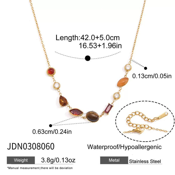 Geometric Stainless Steel Pendant Necklace With Pvd Vacuum Gold Plating And Regular Chain For Women