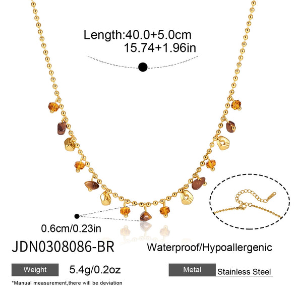 Geometric Stainless Steel Pendant Necklace With Pvd Vacuum Gold Plating And Regular Chain For Women