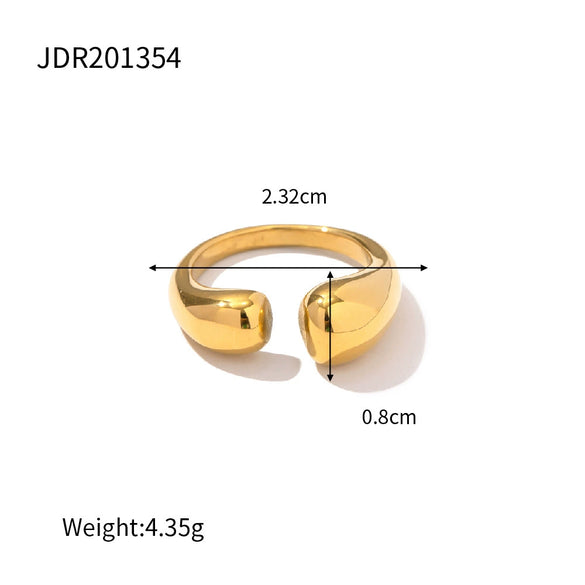 Geometric Stainless Steel Ring With Resin Diamond Detail Hypoallergenic Pvd Vacuum Gold Plated Jewelry For Women
