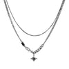 Geometric Star Pendant Necklace In Titanium Steel With Black Zircon Detail Minimalist Unisex Fashion Jewelry
