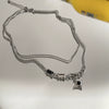 Geometric Star Pendant Necklace In Titanium Steel With Black Zircon Detail Minimalist Unisex Fashion Jewelry