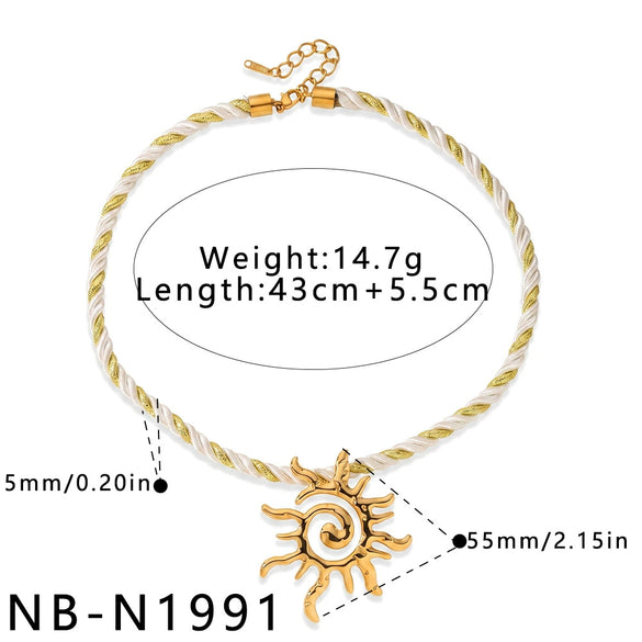 Geometric Starfish Pendant Stainless Steel Necklace For Women With Electroplated Finish And Rope Chain