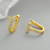 Geometric T Shaped Diamond Studded Earrings In S925 Sterling Silver With Electroplated Finish