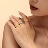 Geometric Texture Open Ring Titanium Steel 18K Gold Plated Jewelry