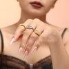 Geometric Texture Open Ring Titanium Steel 18K Gold Plated Jewelry