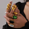 Geometric 316L Stainless Steel Goldplated Ring Unisex Electroplated Design