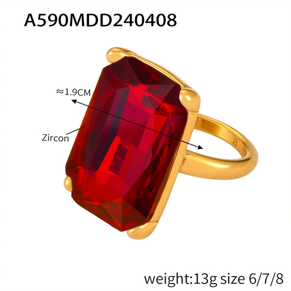 Geometric 316L Stainless Steel Goldplated Ring Unisex Electroplated Design