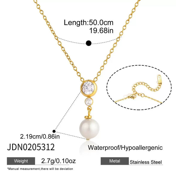 Geometric Titanium Steel Pearl Earrings For Women Minimalist Electroplated Stainless Steel Fashion Jewelry