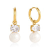 Geometric Titanium Steel Pearl Earrings For Women Minimalist Electroplated Stainless Steel Fashion Jewelry