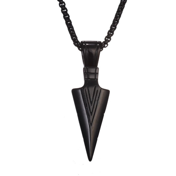 Geometric Triangle Spearhead Pendant Necklace Alloy Electroplated Snake Chain Unisex Fashion Jewelry