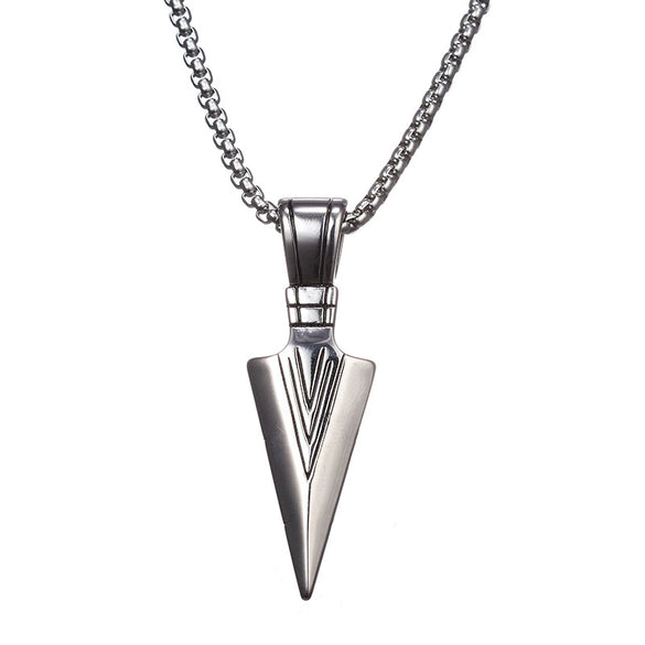 Geometric Triangle Spearhead Pendant Necklace Alloy Electroplated Snake Chain Unisex Fashion Jewelry
