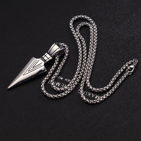 Geometric Triangle Spearhead Pendant Necklace Alloy Electroplated Snake Chain Unisex Fashion Jewelry