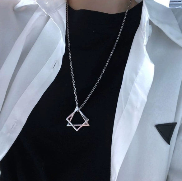 Geometric Triangle Sweater Chain Necklace Set With Electroplated Alloy Ushaped Pendant Unisex Fashion Jewelry