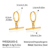 Geometric Tshaped Zircon Pendant Earrings With Stainless Steel Posts And Pvd Vacuum Gold Plated Finish For Women