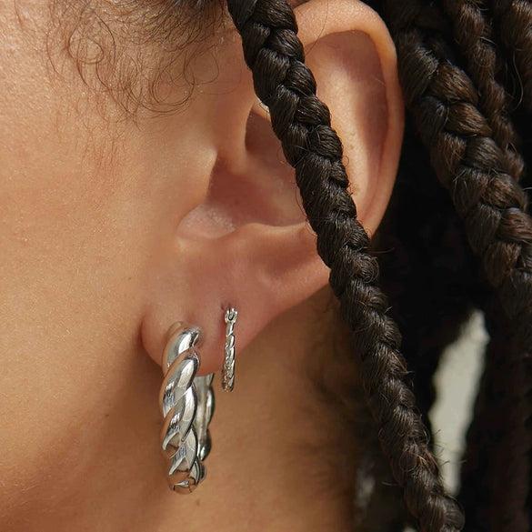 Geometric Twisted Design Earrings With Silver Needle And Copper Electroplated Retro Simple Earrings For Women
