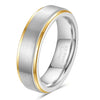 Geometric Twotone Brushed Tungsten Steel Ring With Electroplated Finish Unisex Jewelry Accessory