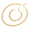 Geometric Vacuum Gold Plated Stainless Steel Necklace And Bracelet Jewelry Set For Women With Lobster Clasp