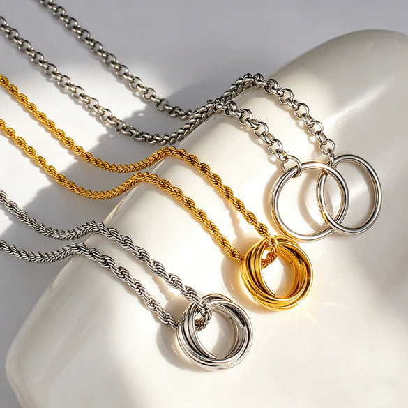 Geometric Vintage Necklace With Titanium Steel Chain Medieval Style Collarbone Jewelry For Women