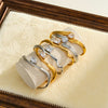 Geometric Water Drop Stainless Steel Bracelet For Women With Zircon Inlay And 18K Gold Vacuum Plated Finish
