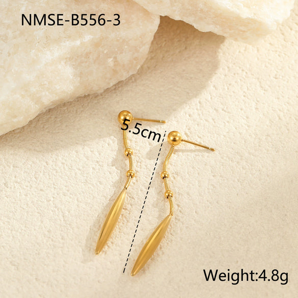 Geometric Water Drop Titanium Steel Earrings Electroplated Fashion Nonfading