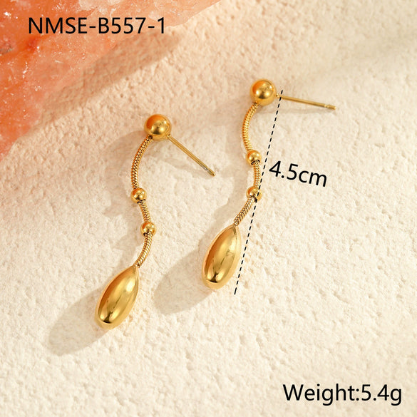 Geometric Water Drop Titanium Steel Earrings Electroplated Fashion Nonfading