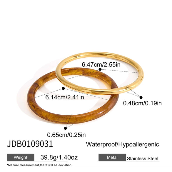 Geometric Wide Resin And Stainless Steel Bangle With Plated Finish Fashion Jewelry Accessory