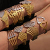 Geometric Wide Version Cut Out 316L Stainless Steel 18K Gold Plated Bracelet
