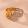 Geometric Wide Version Cut Out 316L Stainless Steel 18K Gold Plated Bracelet