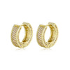 Geometric Zircon Inlaid Copper Hoop Earrings Trendy Fashion Ear Buckle With Full Stone Design