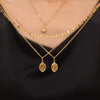 Geometric Zircon Pendant Fish Mouth Clavicle Chain Double Layer Stacked Wear Titanium Steel Gold Plated Temperament Design