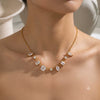 Geometric Zircon Pendant Necklace For Women Goldplated Stainless Steel Irregular Chain With Pvd Finish