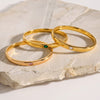 Geometric Zirconembellished Stainless Steel Bracelet For Women With Faderesistant Goldtone Vacuum Electroplated Finish