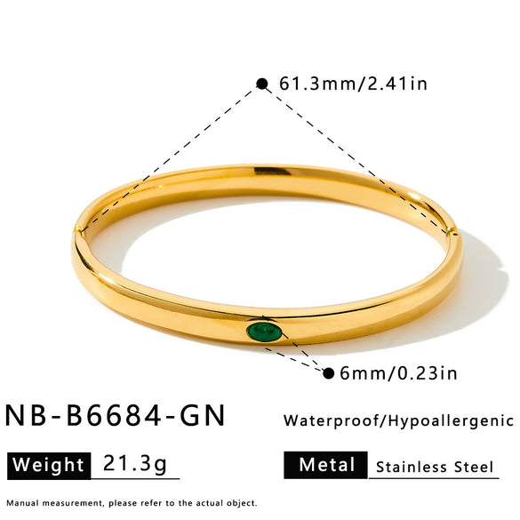 Geometric Zirconembellished Stainless Steel Bracelet For Women With Faderesistant Goldtone Vacuum Electroplated Finish