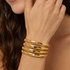 Geometric Zirconembellished Stainless Steel Bracelet For Women With Faderesistant Goldtone Vacuum Electroplated Finish