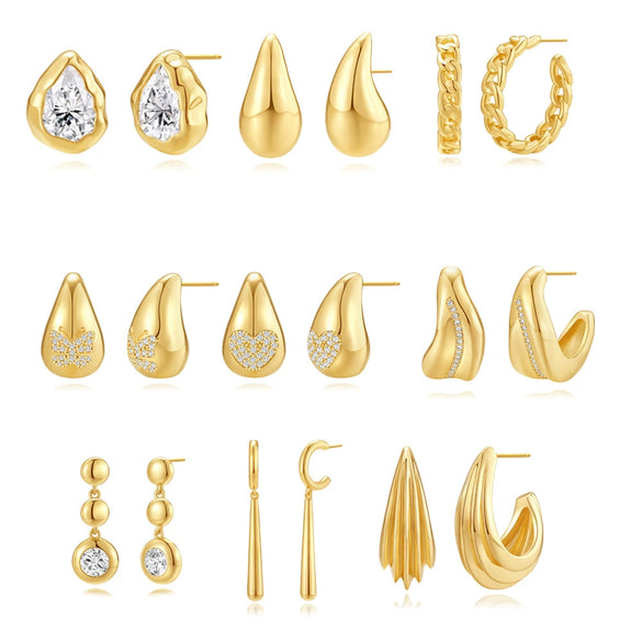 Geometrically Irregular Twisted C Shaped Unisex Earrings In Copper With Zirconia Design