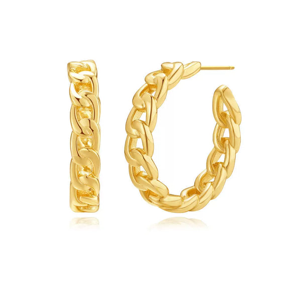 Geometrically Irregular Twisted C Shaped Unisex Earrings In Copper With Zirconia Design