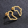 Geometry Pattern Hollow Electroplated Gold Stainless Steel Metal Earrings For Africa Map Design