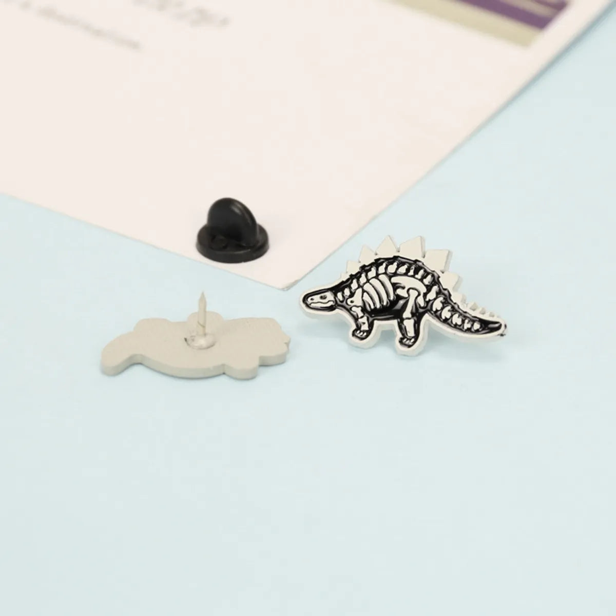 Girl Cartoon Black White Dinosaur Brooch Alloy Drip Oil Pin Badge