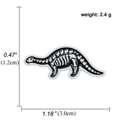 Girl Cartoon Black White Dinosaur Brooch Alloy Drip Oil Pin Badge