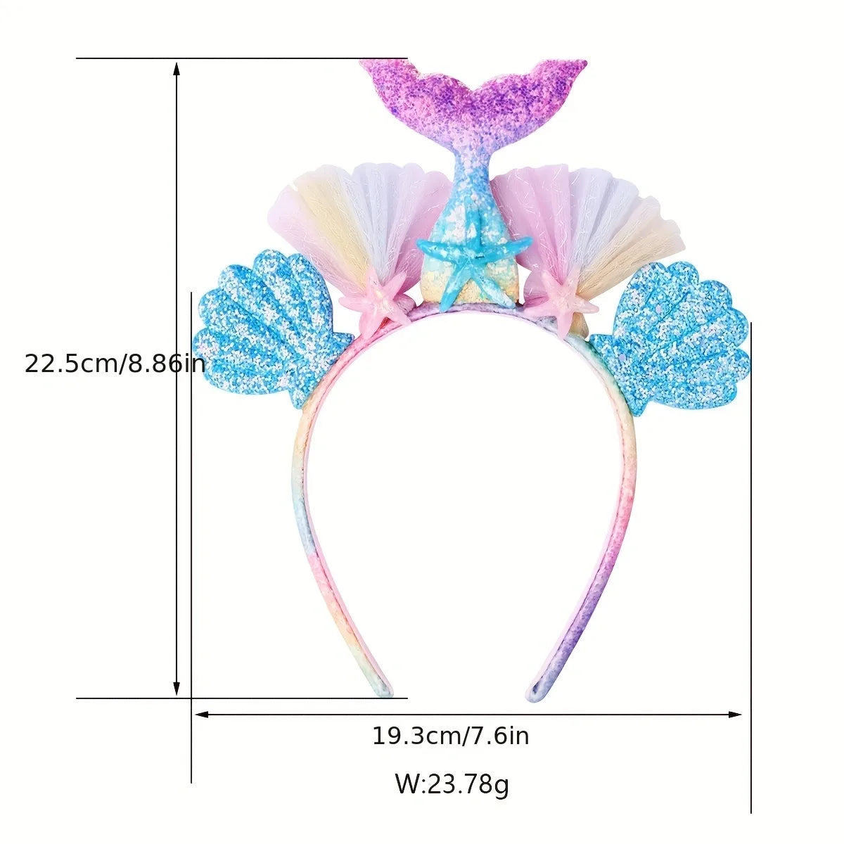 Girl'S Casual Cute Shiny Starfish Shell Fish Tail Synthetic Resin Synthetic Yarn Lace Hair Band