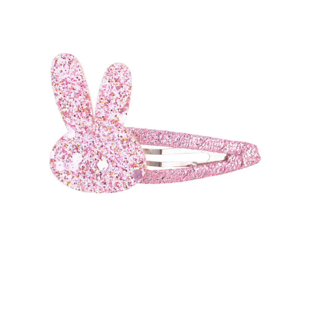 Girl'S Cute Rabbit Flower Non-Woven Bronzing Glitter Hair Clip