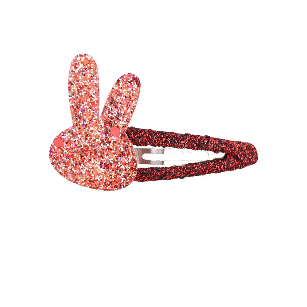 Girl'S Cute Rabbit Flower Non-Woven Bronzing Glitter Hair Clip